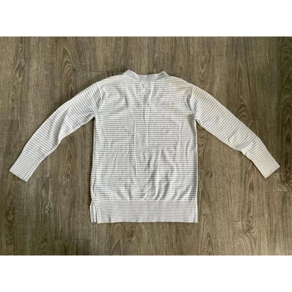 Tommy‎ Hilfiger Women's Sweater Small Vneck Grey White Striped